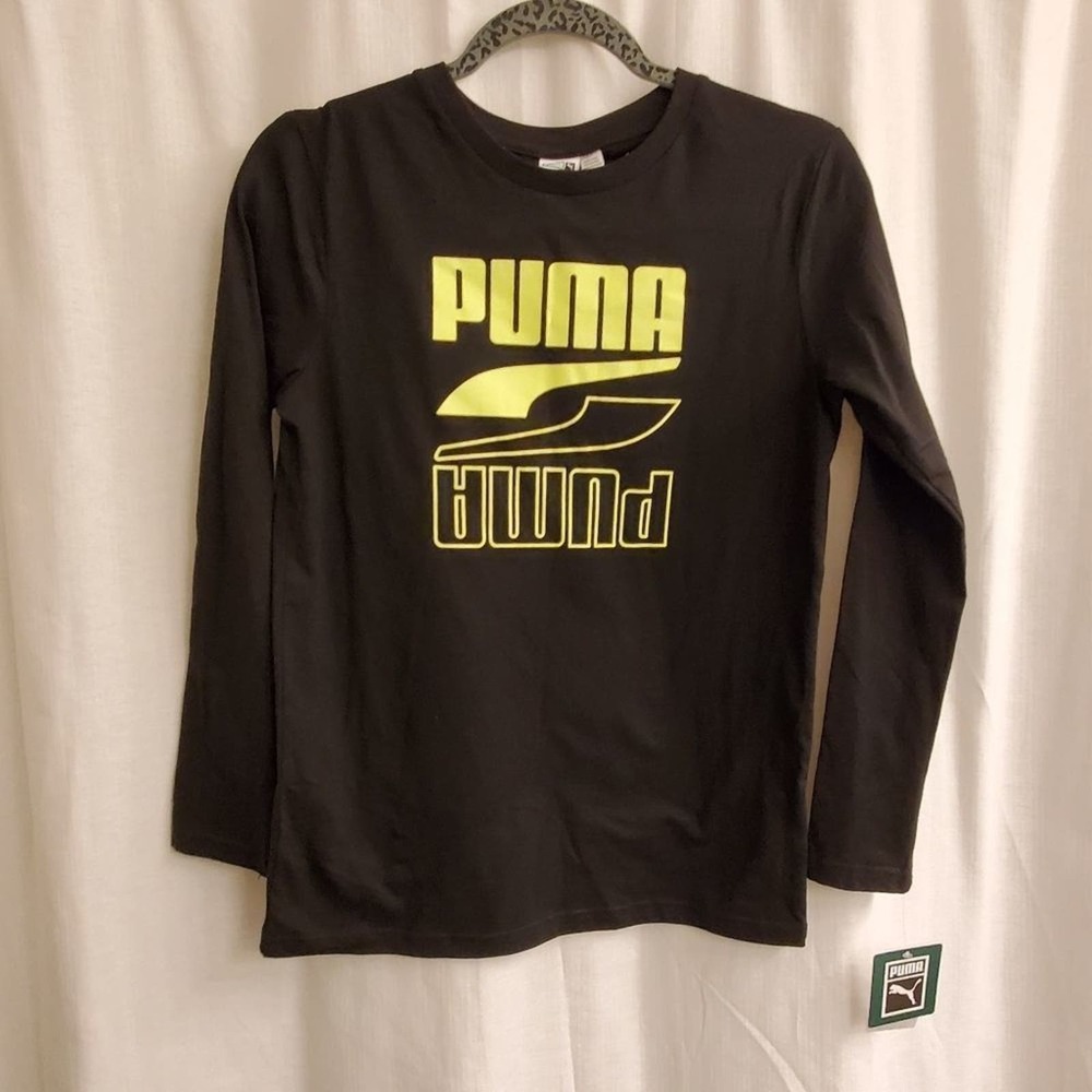 PUMA boys long sleeve black logo shirt‎